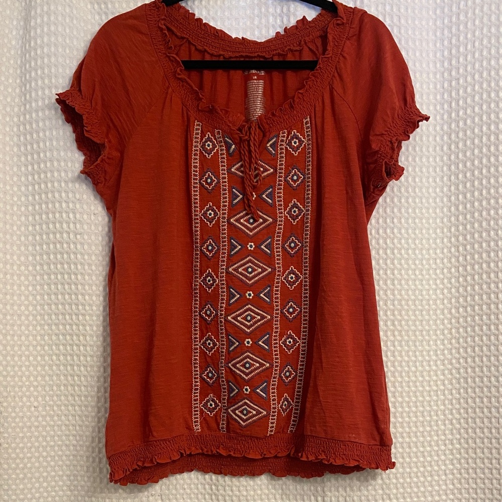 St. John's Bay Rust Embroidered Blouse